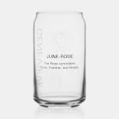 June Birth Flower Roos met aangepaste naam Blikvorm Glas (Achterkant)