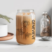 June Birth Flower Roos met aangepaste naam Blikvorm Glas