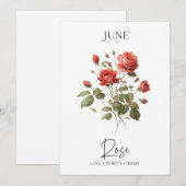 June Birthday Birth Month Flower Roos Feestdagenkaart (Voorkant / Achterkant)