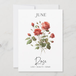June Birthday Birth Month Flower Roos Feestdagenkaart