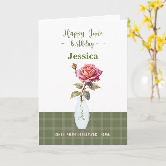 June Birthday Birth Month Flower Roos Kaart (Gele Bloem)