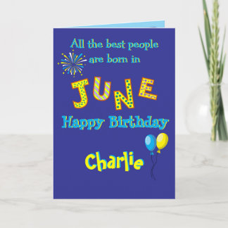 June Birthday Folded Greeting Card Kaart