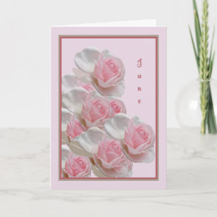 June Birthday Kaart met roze rozen