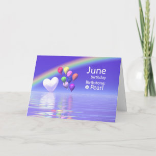 June Birthday Pearl Heart Kaart