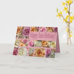 June Birthday Roos Birth Montage Flower Kaart