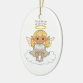 June Birthstone Angel Blonde Keramisch Ornament (Links)
