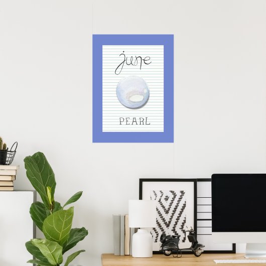 June Birthstone Birth Stone Pearl Artwork Poster (Thuiskantoor)