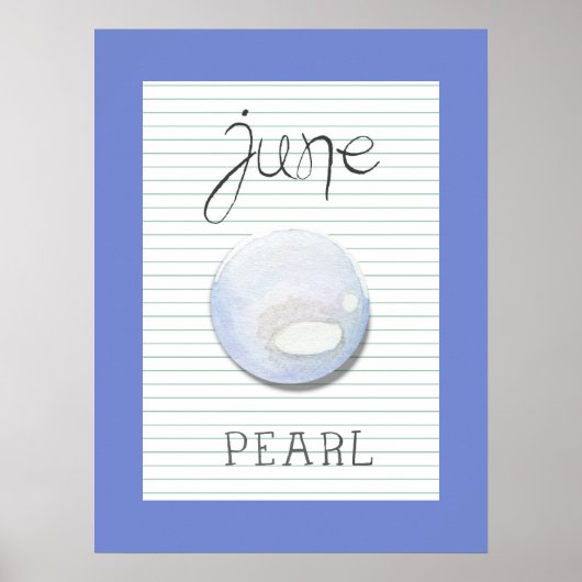 June Birthstone Birth Stone Pearl Artwork Poster (Voorkant)