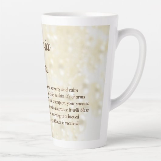 June Birthstone Pearl design Latte Mok (Rechts)