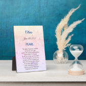 June Birthstone Pearl Tabletop Plaque met Easel Fotoplaat (Zijkant)
