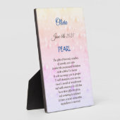 June Birthstone Pearl Tabletop Plaque met Easel Fotoplaat (Zijkant)