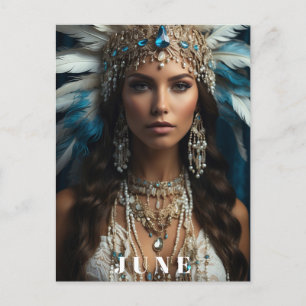 *~ JUNE Boho Vrouw VERJAARDAG PARELS AP53 Briefkaart