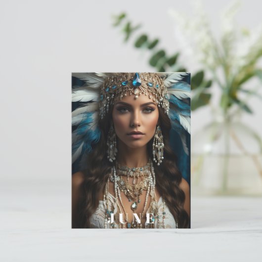 *~ JUNE Boho Vrouw VERJAARDAG PARELS AP53 Briefkaart (Staand voorkant)