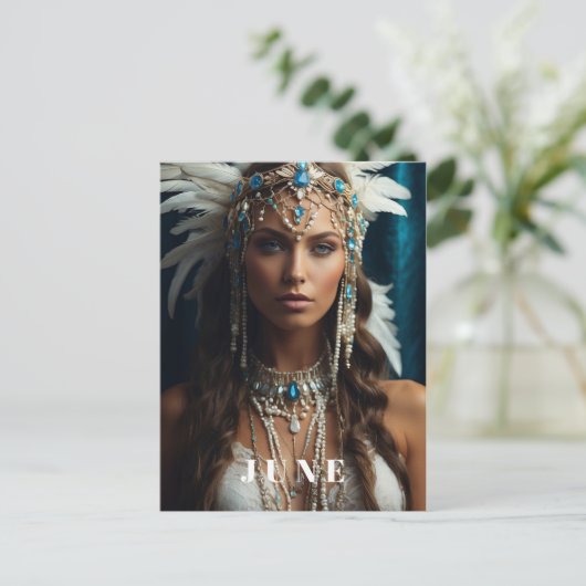 *~ JUNE Boho Vrouw VERJAARDAG PARELS AP53 Briefkaart (Staand voorkant)