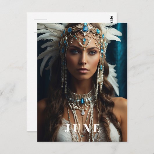 *~ JUNE Boho Vrouw VERJAARDAG PARELS AP53 Briefkaart (Voorkant / Achterkant)