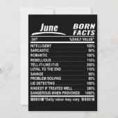 June Born Facts Verjaardag T-shirts Kaart (Voorkant)