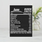 June Born Facts Verjaardag T-shirts Kaart (Staand voorkant)