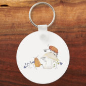 June Bugs, Mushroom and Blue Flowers Sleutelhanger (Voorkant)