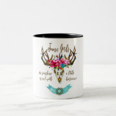 June Girls zijn zonneschijn. Boho Skull Bohemian Tweekleurige Koffiemok (Center)