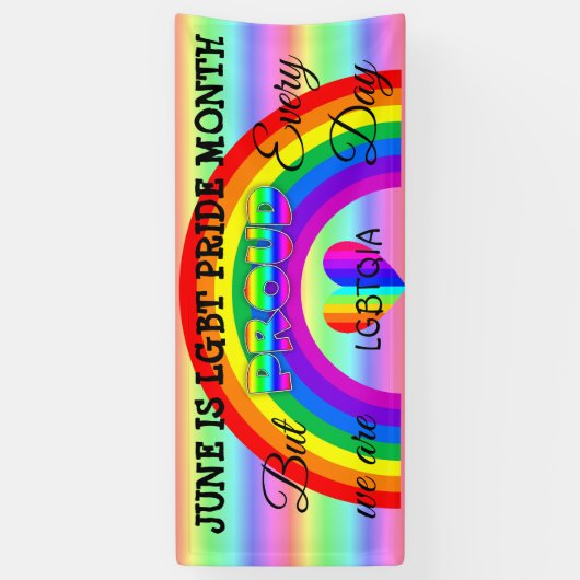 June is LGBT Pride Month Button Spandoek (Verticaal)