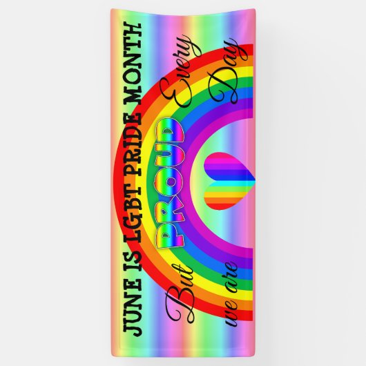 June is LGBT Pride Month Button Spandoek (Verticaal)