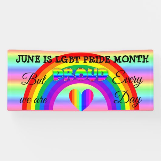 June is LGBT Pride Month Button Spandoek (Horizontaal)