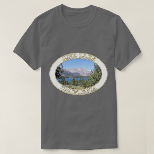 June Lake en oostelijke Sierra Nevada bergen in J T-shirt (Design voorkant)
