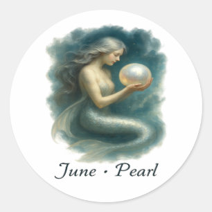 June Pearl - Betoverde zeemeermin en geboortesteen Ronde Sticker