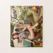 June Retro Summer Camping Pin-Up Girl  Legpuzzel (Verticaal)