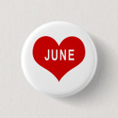JUNE Rode Hart Knop Ronde Button 3,2 Cm (Voorkant)
