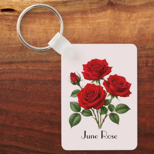 June Roos Bloemen Sleutelhanger (Voorkant)