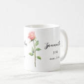 JUNE ROSE BIRTH FLOWER MONTH NAME GIFT COFFEE MUG KOFFIEMOK (Voorkant rechts)