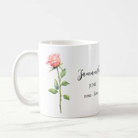 JUNE ROSE BIRTH FLOWER MONTH NAME GIFT COFFEE MUG KOFFIEMOK (Links)