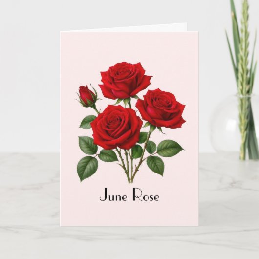 June Rozen Bloemen Groet Kaart (Voorkant)