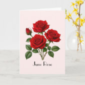 June Rozen Bloemen Groet Kaart (Gele Bloem)