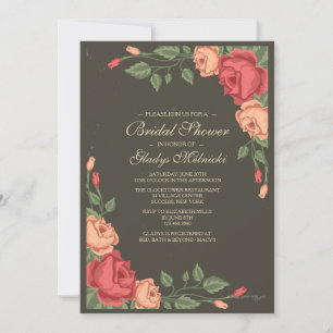 June Rozen Bridal Shower Invitation Kaart