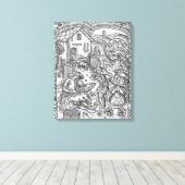 June, schapen scheren, Tweelingen Canvas Afdruk (Insitu (Houten vloer))