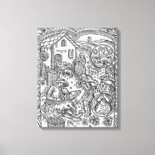 June, schapen scheren, Tweelingen Canvas Afdruk