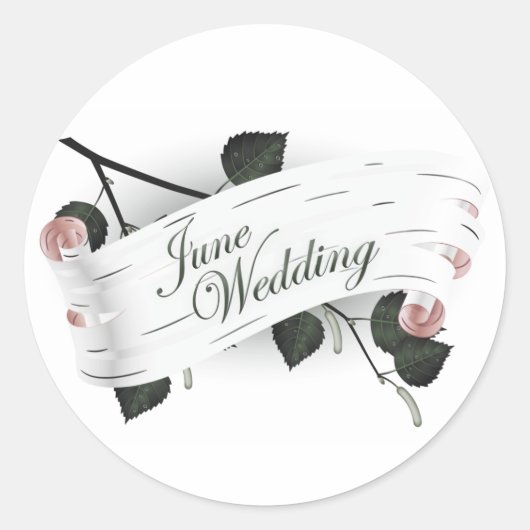 June Wedding Seal : bladeren van het seizoen : Ronde Sticker (Voorkant)