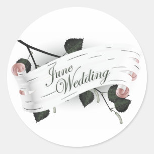 June Wedding Seal : bladeren van het seizoen : Ronde Sticker