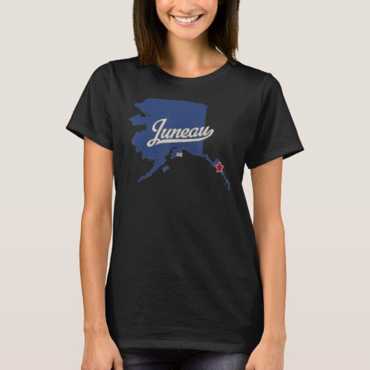 Juneau Alaska AK Map T-shirt (Voorkant)