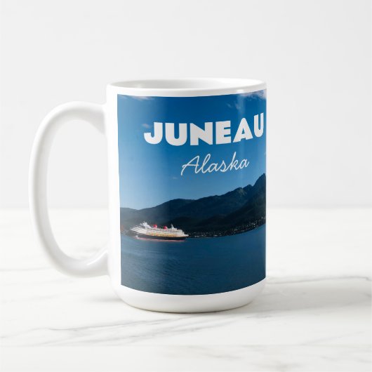 Juneau Alaska Briefkaart met cruisevliegtuig Koffiemok (Links)