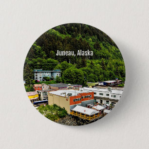 Juneau, Alaska, foto van de stad Ronde Button 5,7 Cm