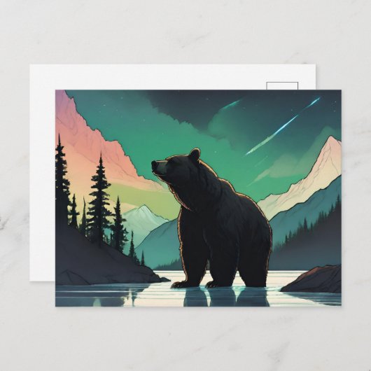 Juneau Alaska grizzly beer aurora noorderlicht Briefkaart (Voorkant / Achterkant)