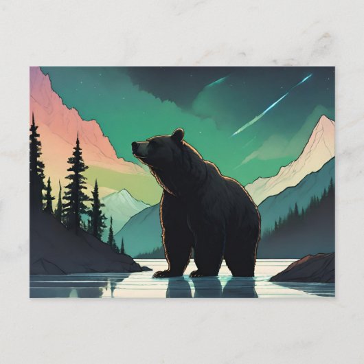 Juneau Alaska grizzly beer aurora noorderlicht Briefkaart (Voorkant)