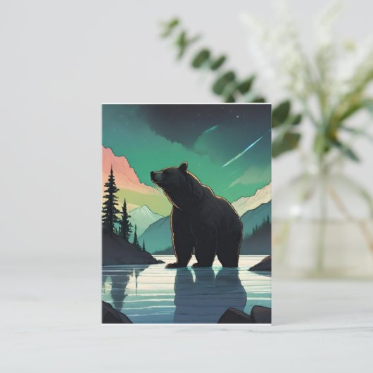 Juneau Alaska grizzly beer aurora noorderlicht Briefkaart (Staand voorkant)