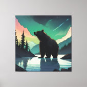 Juneau Alaska grizzly beer aurora noorderlicht Canvas Afdruk (Voorkant)