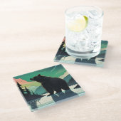 Juneau Alaska grizzly beer aurora noorderlicht Glazen Onderzetter (Schuin)