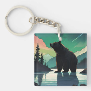 Juneau Alaska grizzly beer aurora noorderlicht Sleutelhanger