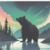 Juneau Alaska grizzly beer aurora noorderlicht Sticker (Voorkant)